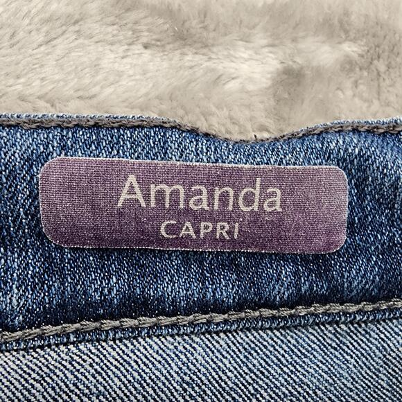 Gloria Vanderbilt Jeans Womens 14 Blue Amanda Capri High Rise Cuffed Stretch - Picture 7 of 14